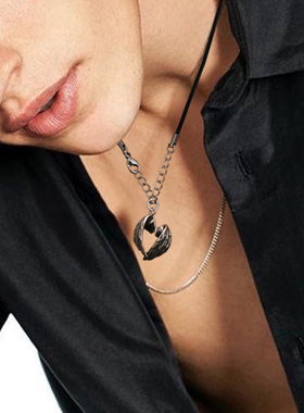 yuki男士925纯银项链拥抱翅膀INS