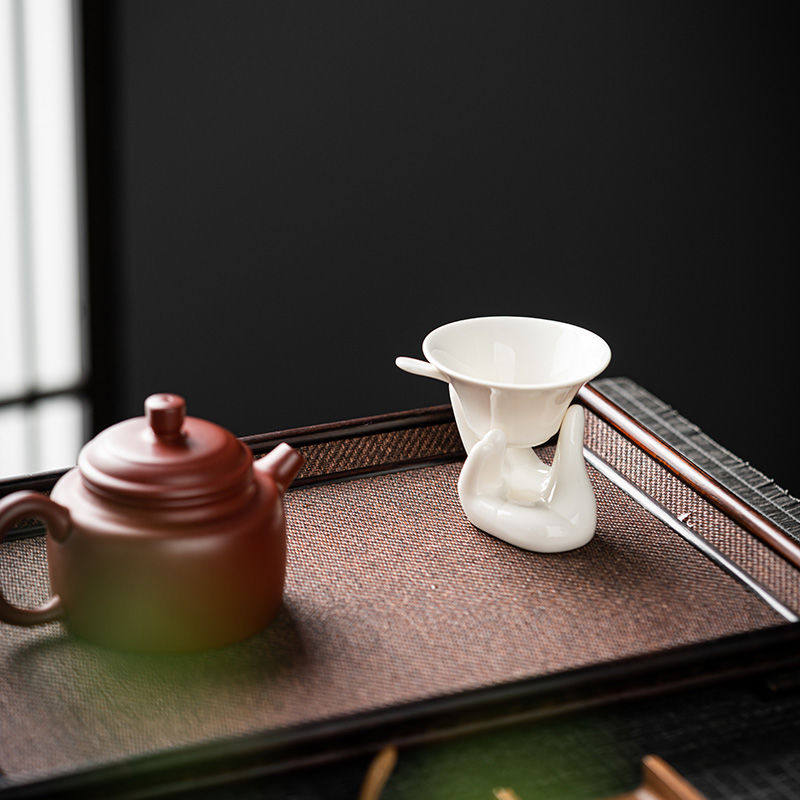 创意白瓷手托茶漏茶滤简约茶叶过滤网滤茶器超细不锈钢滤孔茶滤器,淘宝优惠券,粉丝福利购,淘宝优惠卷