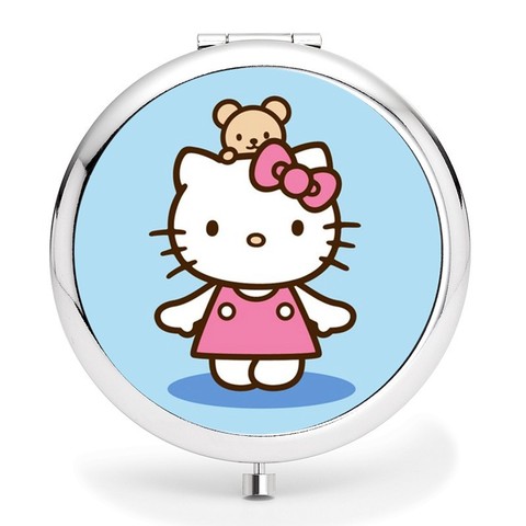 hello kitty可爱金属化妆镜 便携卡通美容小镜子创意折叠双面圆镜