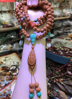 尼泊尔金刚菩提籽佛珠手链文玩佛手多圈手串女男项链念珠饰品