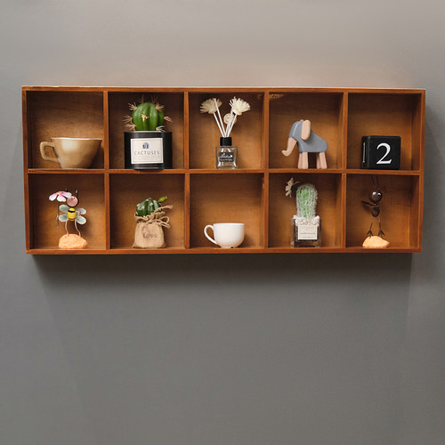 实木复古壁饰收纳格子展示柜可悬挂木架墙面装饰挂饰墙上置物架 - 图1