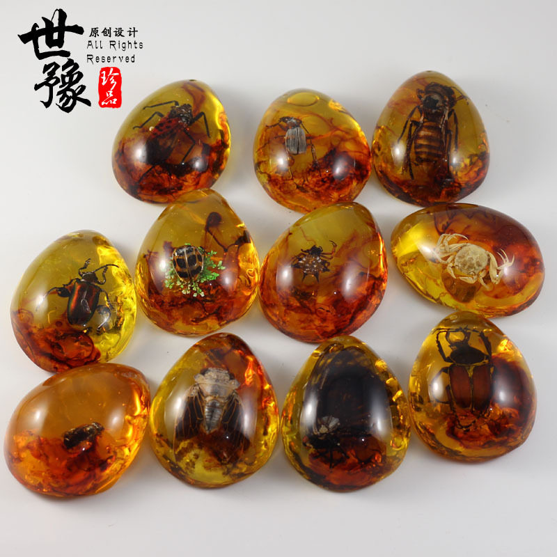 天然蝎子吊坠树脂仿琥珀蝴蝶毛衣链 古悠其他DIY饰品配件