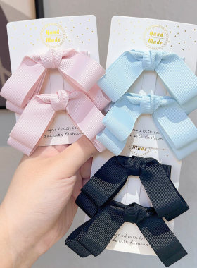 女童公主蝴蝶结发夹不伤发马卡龙侧边碎发卡发饰儿童生日派对头饰