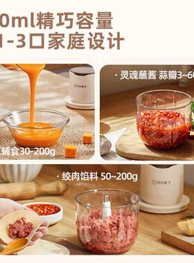 坂田釜作无线绞肉机家用电动小型辅食料理多功能搅拌碎馅蒜泥神器