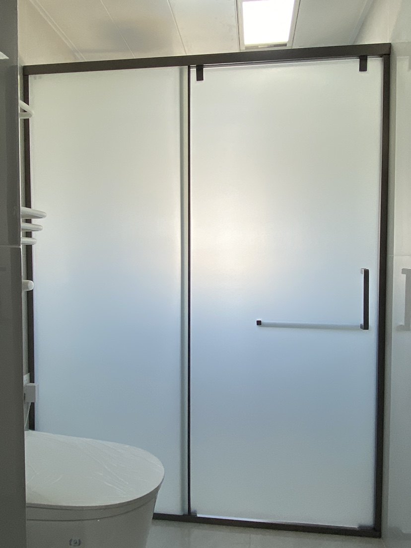 一字型枪灰色不锈钢极窄极简淋浴房卫生间油沙钢化玻璃推拉门隔断,淘宝优惠券,粉丝福利购,淘宝优惠卷