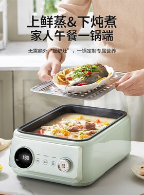 跨境110V不锈钢电蒸锅蒸煮涮炸炒电炖锅中国台湾日本美国加拿大