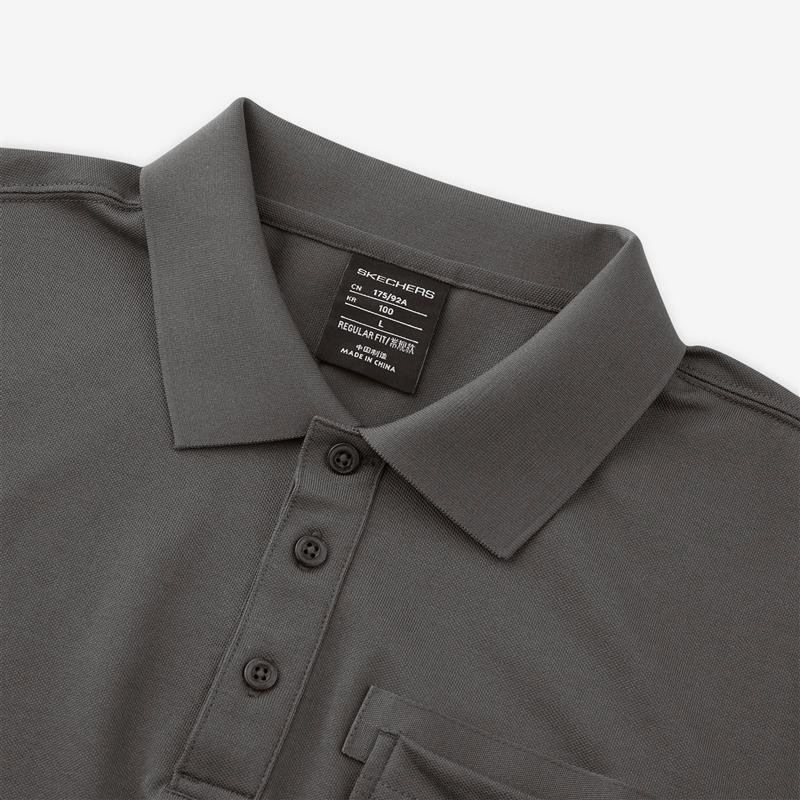 Skechers/斯凯奇正品翻领T恤男子舒适运动针织短袖POLO衫L222M064,淘宝优惠券,粉丝福利购,淘宝优惠卷