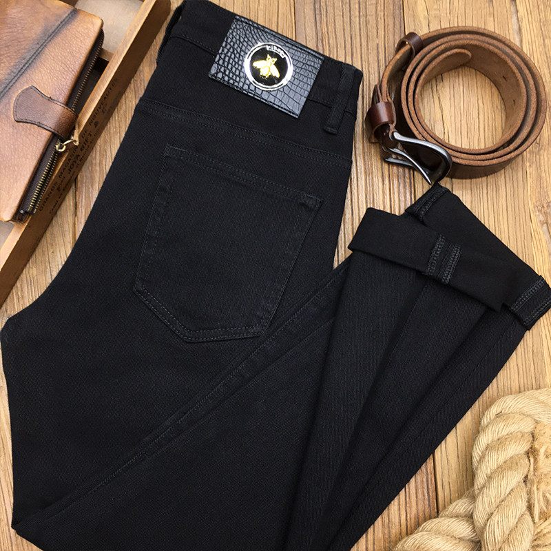 秋季黑色牛仔裤男九分裤厚款直筒宽松休闲修身小脚纯黑长裤秋冬款,淘宝优惠券,粉丝福利购,淘宝优惠卷