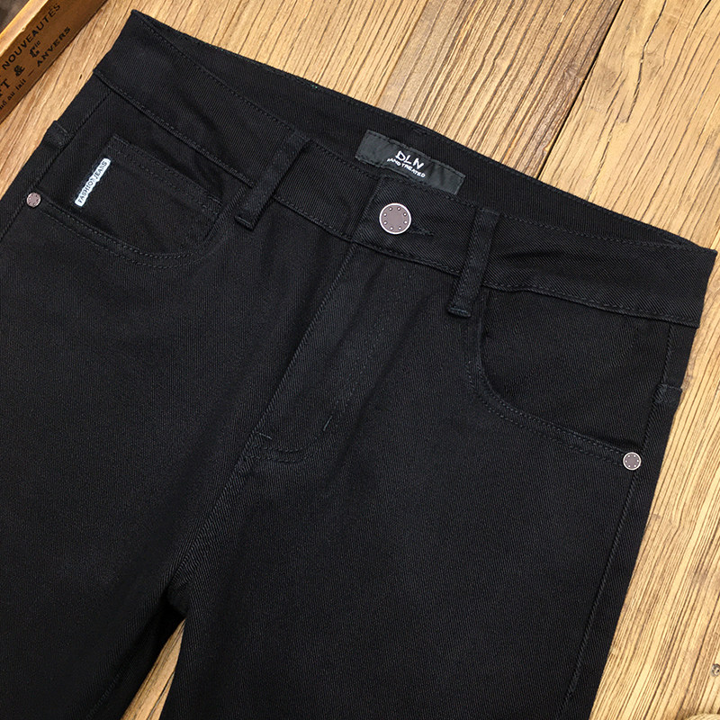 冬季黑色牛仔裤男九分裤高端休闲宽松直筒纯黑修身小脚长裤春秋款,淘宝优惠券,粉丝福利购,淘宝优惠卷