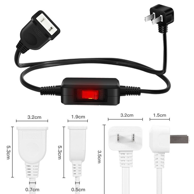 超薄两插头连接线加长电源线插座线转换器电动车充电延长线带开关 - 图2