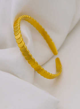 越南沙金鱼鳞片手镯女仿真黄金开口镀金镯子小众ins简约手环首饰