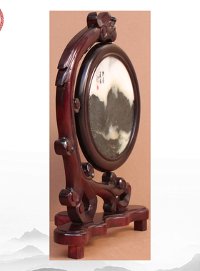 天然大理石画 小座屏龙头架台屏屏风家居实木摆件礼盒礼品特价