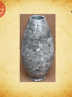 天然大理石工艺品化石插花瓶摆件