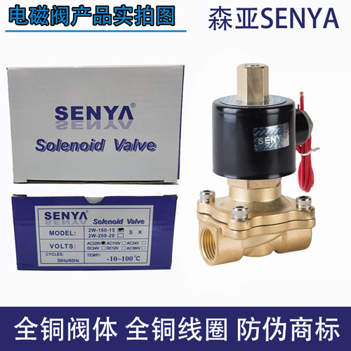 森亚SENYA常开电磁阀水阀AC220v开关阀气阀DC24vDC12v4分6分DN15 - 图0