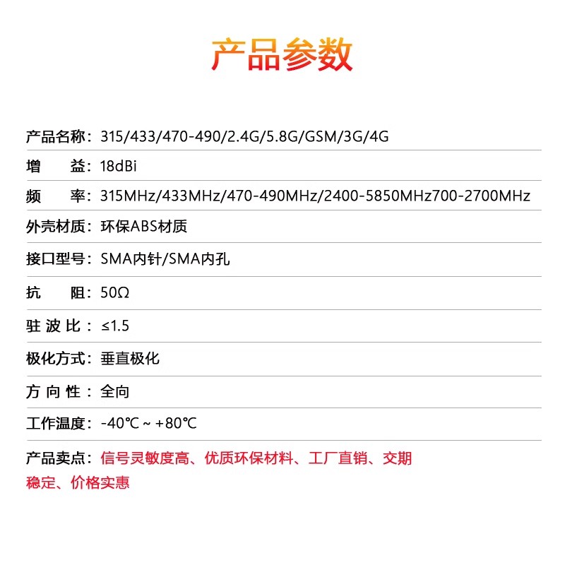 433/315/2.4G/4G/5G终端机wifi数传模块可弯折高增益全向胶棒天线 - 图0