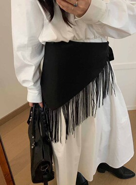 系在腰上的三角巾高级感腰封腰间配饰女配裙子新中式遮屁帘布腰带