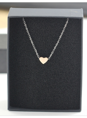 韩国版细心形项链女生日韩银色吊坠情人节简约锁骨送女友礼物
