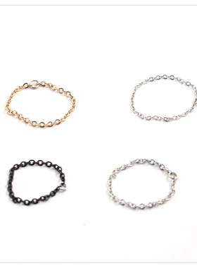 日韩极简约美链条戒指指环不掉色极细简约百搭链条戒指女素链尾戒