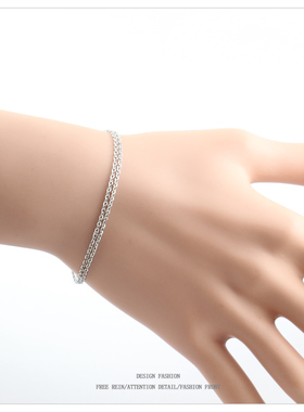 原创轻奢双层黑加银手链女款简约设计百搭网红闺蜜水洗不掉色