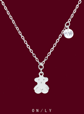 可爱小熊流苏钻项链女轻奢小众设计高级感锁骨链毛衣链女生日礼物