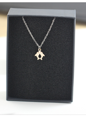 精美可爱时尚百搭小幽灵项链女钛钢镀玫瑰彩金锁骨链颈链女生配饰