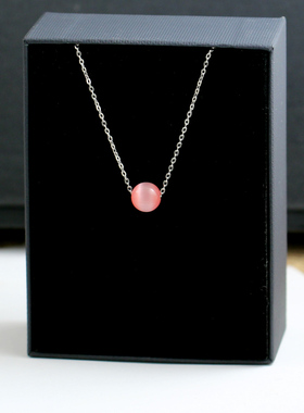 韩版简约气质猫眼石钛钢项链女百搭小众优雅防过敏锁骨链甜美颈链