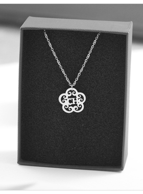 钛钢银色CH几何花项链新款爆款高级颈链女轻奢小众锁骨链不掉色款