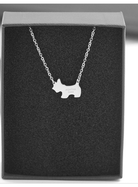 项链女日韩配饰锁骨链可爱简约英文走路小狗吊坠简约百搭饰品礼物