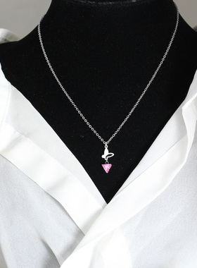 简约迷你蝴蝶吊三角闪钻项链女高级感轻奢小众锁骨链气质简约颈链