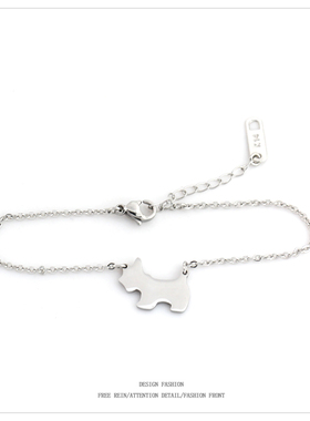 水洗不掉色百搭手链女韩版简约转运小狗钛钢本命年手链生肖狗饰品