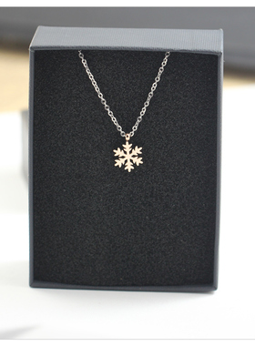 雪花项链14k玫瑰金韩国气质短吊坠百搭简约女配饰时尚 锁骨链女