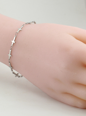 日韩版简约十字架手链女闺蜜学生森系个性节日生日礼物洗不掉色