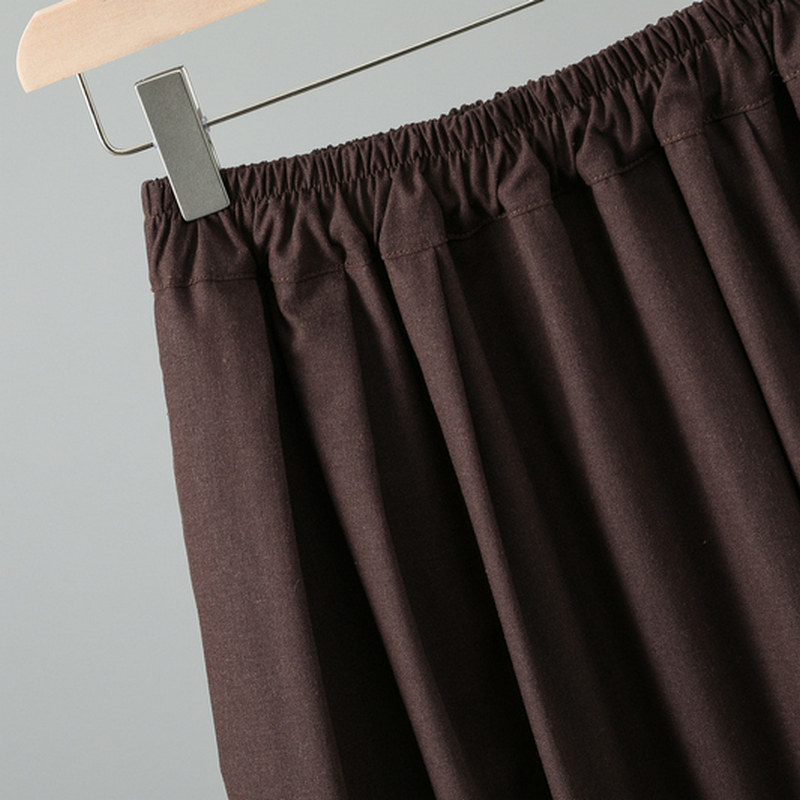 春秋新款文艺复古纯色棉麻A字中长款百搭半身长裙子松紧腰薄款,淘宝优惠券,粉丝福利购,淘宝优惠卷