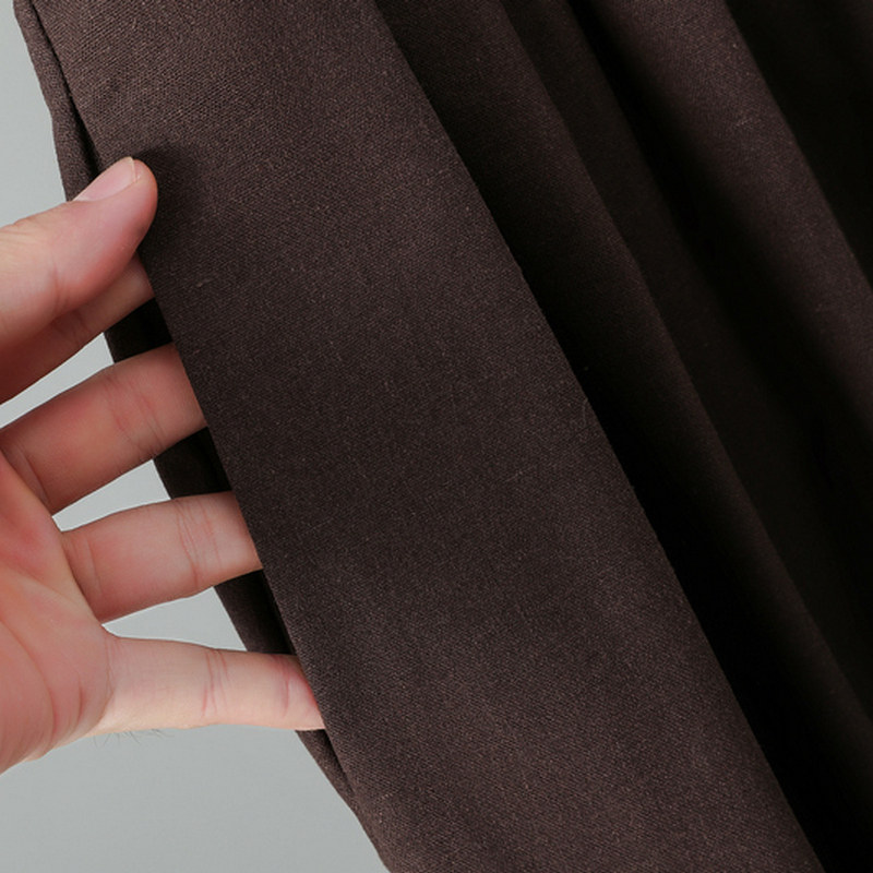 春秋新款文艺复古纯色棉麻A字中长款百搭半身长裙子松紧腰薄款,淘宝优惠券,粉丝福利购,淘宝优惠卷