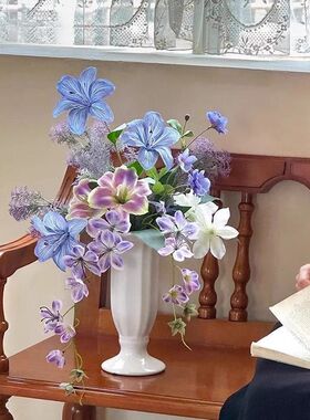 法式花束客厅插花花瓶花艺仿真花轻奢高端假花摆设装饰摆件新年