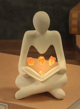 艺术高级感抽象人物郁金香小夜灯摆件创意卧室装饰七夕节生日礼物