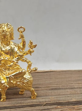 8CM唐密汉传摩&利@支@天菩萨实心一体铸造青铜镀金佛像太岁专用