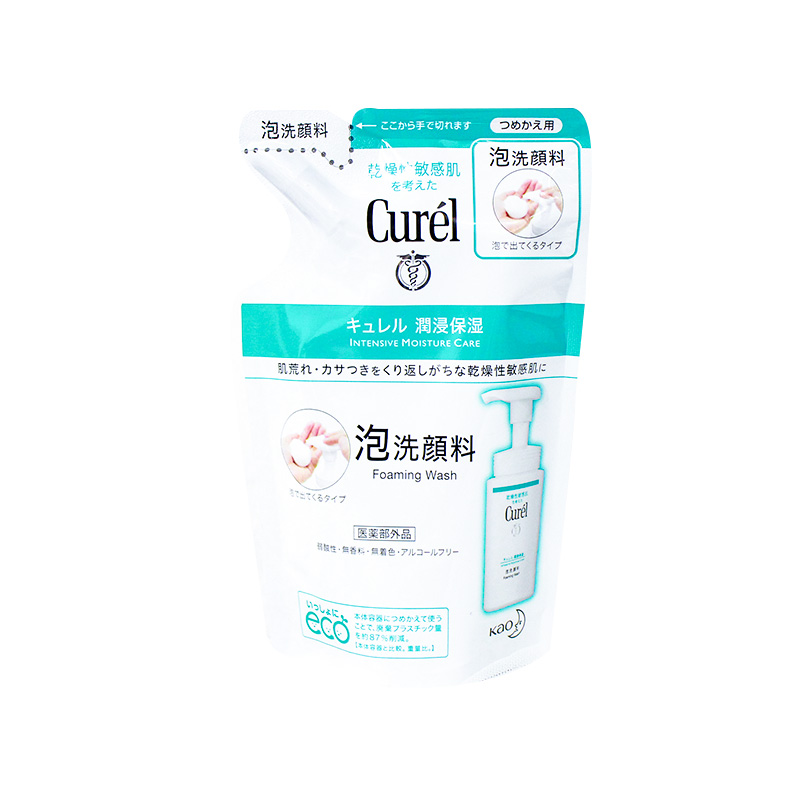 现货日本Curel珂润保湿洁面泡沫洗面奶女温和干燥补充替换装130ml-图3