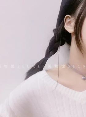 choker项圈少女风灰色锁骨链