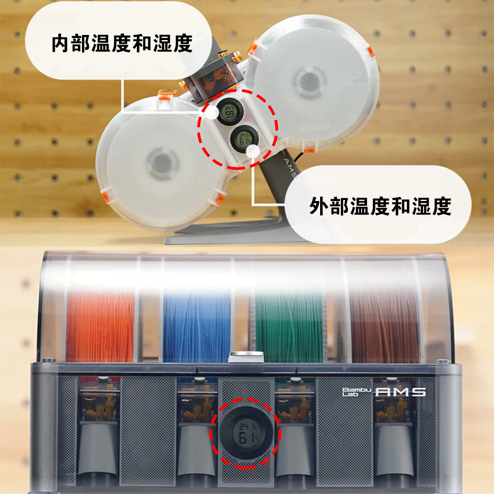 3D打印机配件电子数显温度计湿度计圆形方形耗材干燥箱拓竹AMS - 图2