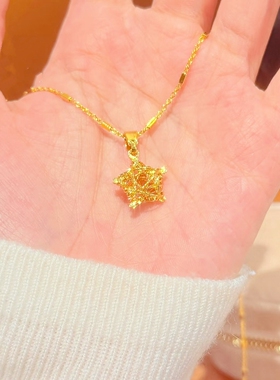 复古金色六芒星超闪锁骨链