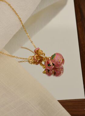 纯银国风珐琅葫芦项链/好运连连/吉祥美好/雪花银傣家熟银食用银