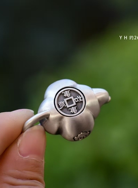 纯银柿柿如意把把壶汽车钥匙扣挂件/事事如意/足银雪花银傣家熟银