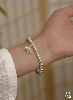 纯银两世欢光珠手串/吉祥美好/好运连连/雪花银傣家熟银食用银