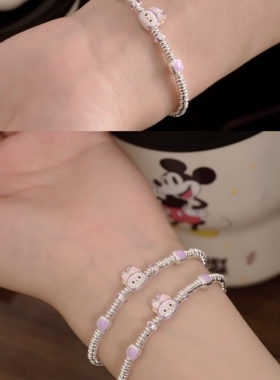 纯银银灿灿手链多巴胺氛围感配色/甜甜美美/雪花银傣家熟银食用银