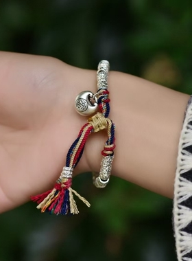 纯银盘缠手串盘缠俗称钱串子寓意腰缠万贯顺风顺水雪花银傣家熟银