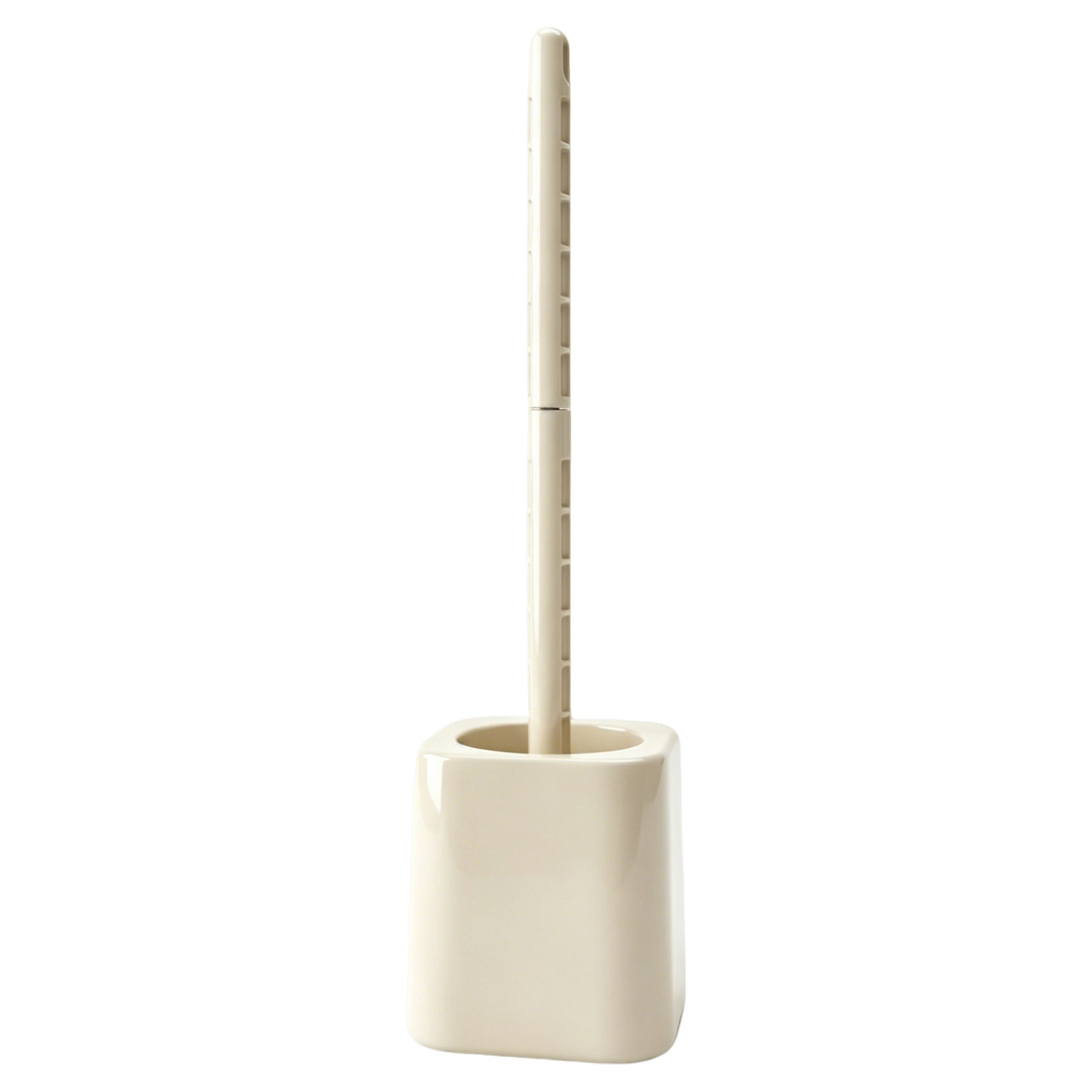 Wall-mounted long-handled toilet brush with no holes and no dead ends