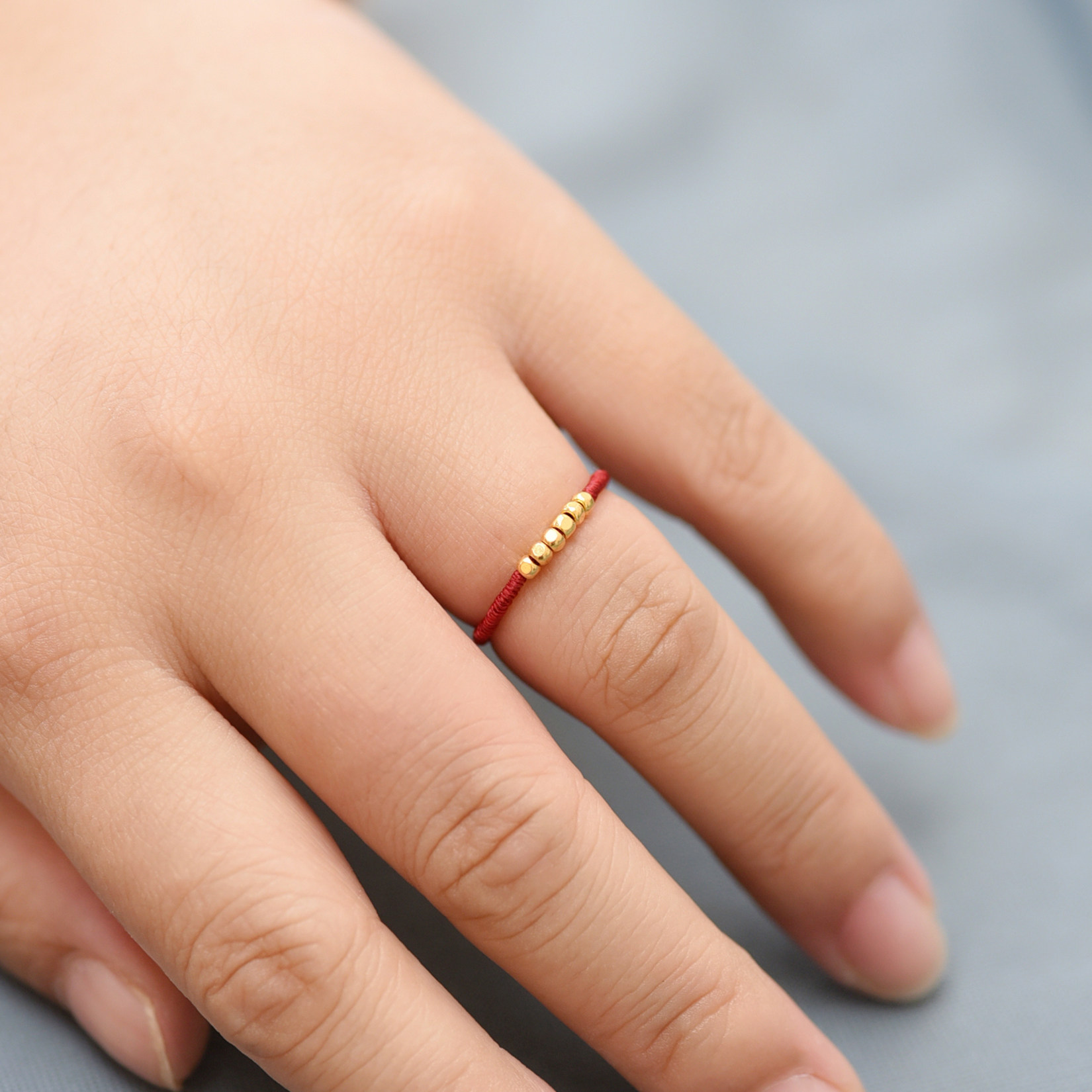 足金999方糖珠黄金转运珠立体方糖纯手工编织戒指简约时尚礼物新,淘宝优惠券,粉丝福利购,淘宝优惠卷