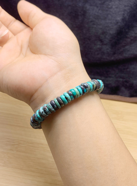 天然绿松石原石隔片单圈手串