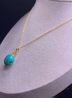 保真天然绿松石随形原石项链吊坠